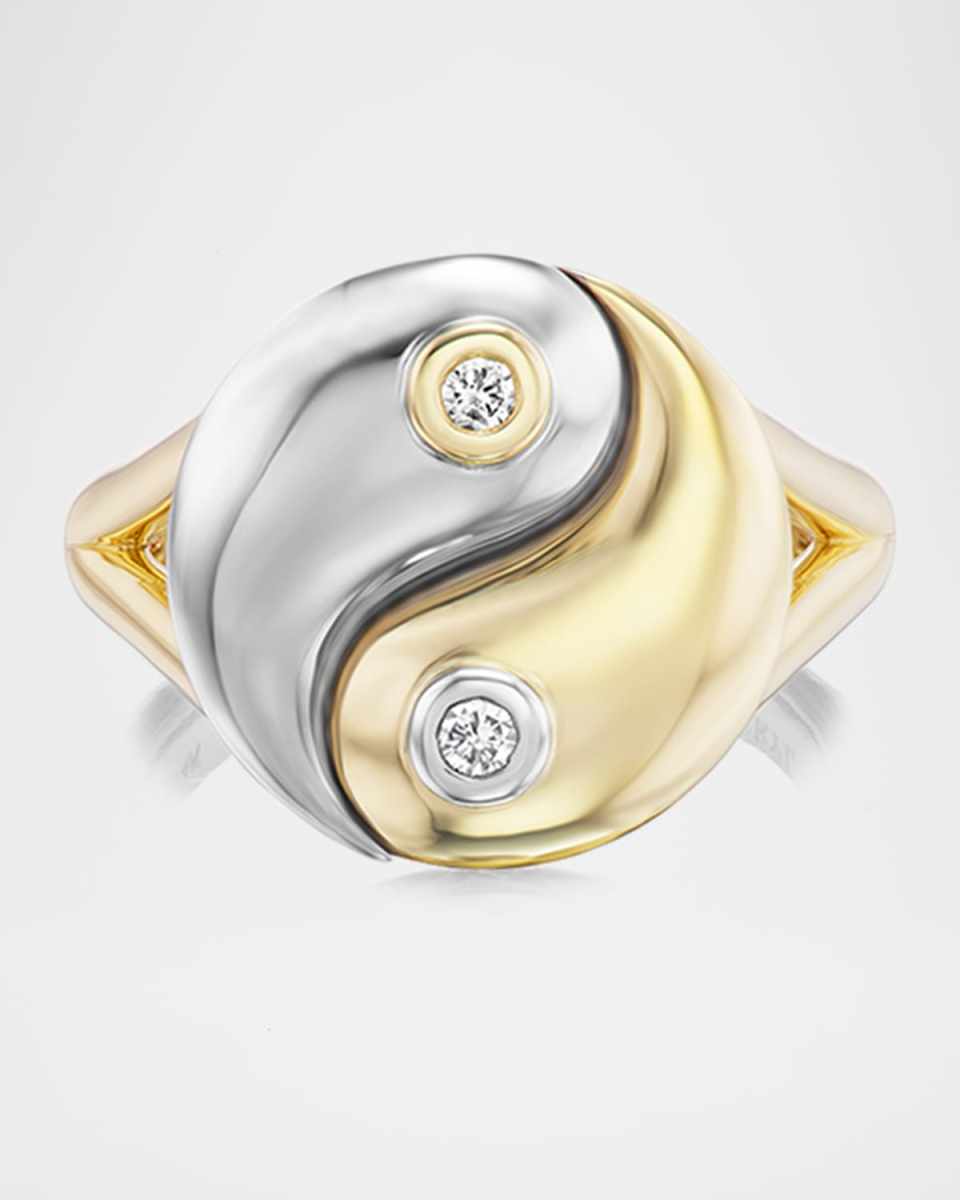 Two Tone Diamond Yin Yang Ring