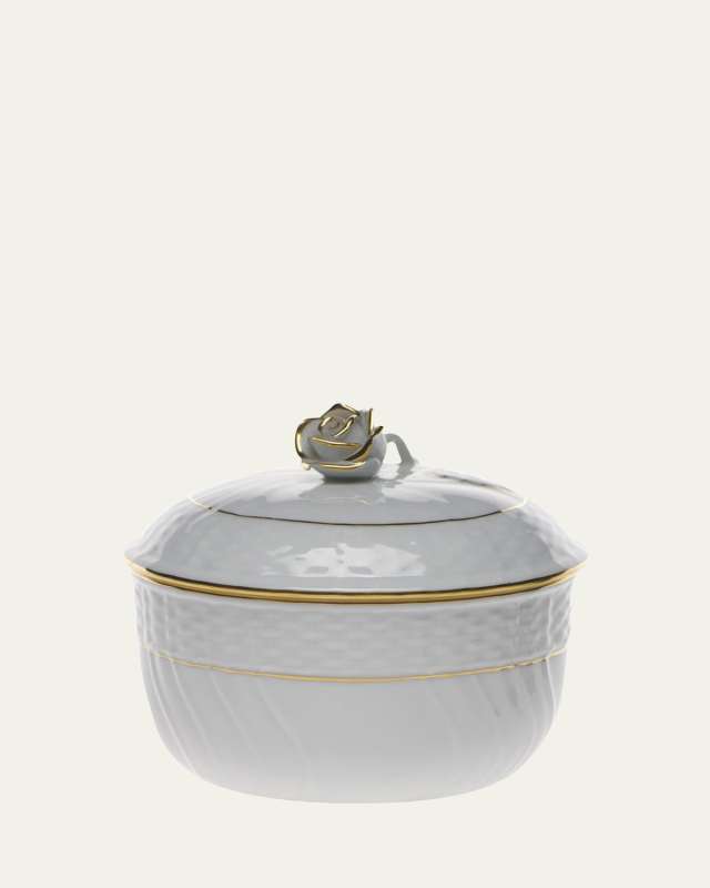 Golden Edge Covered Sugar Bowl with Rose