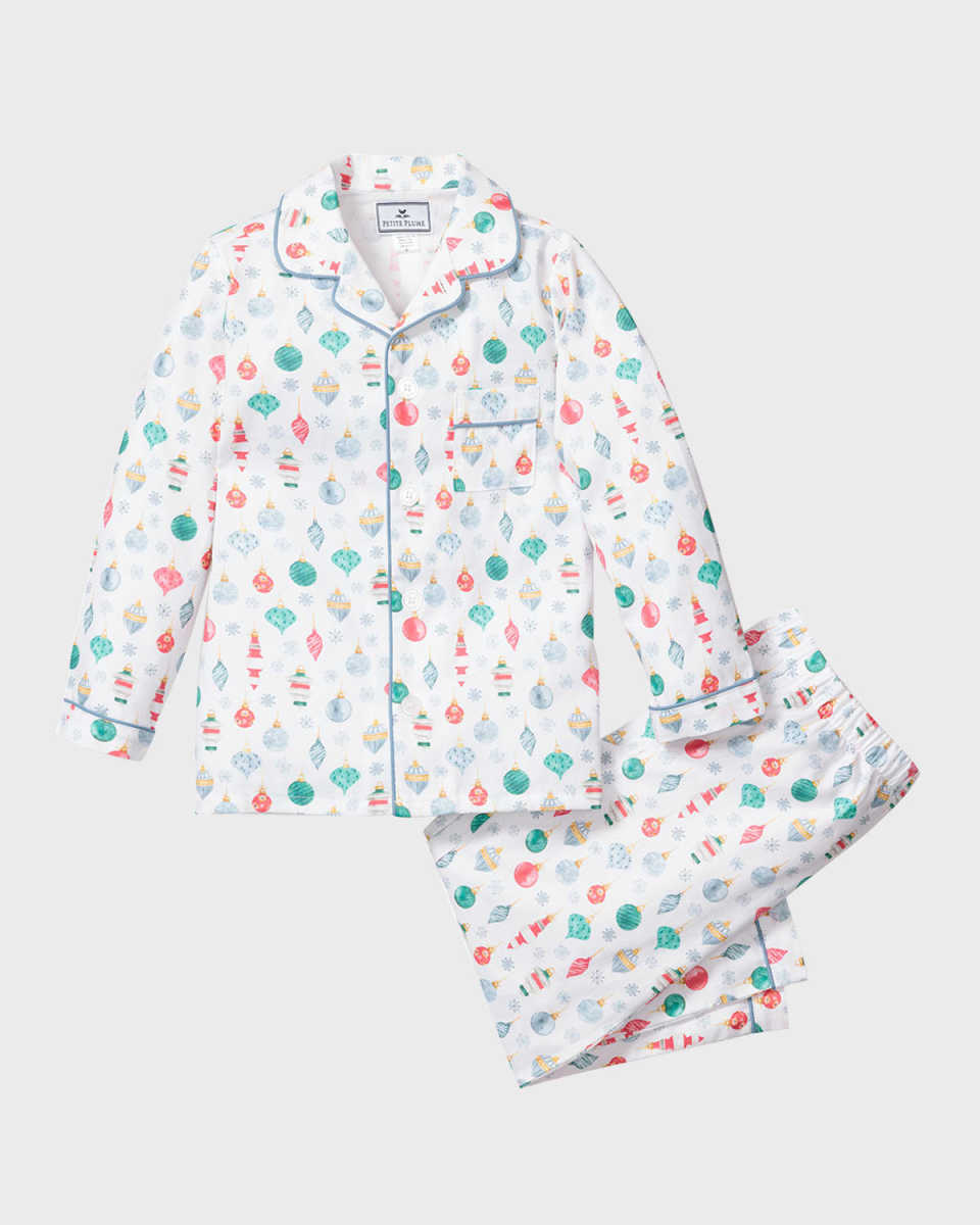 Kid's Vintage Ornaments Pajama Set, Size 6M-14