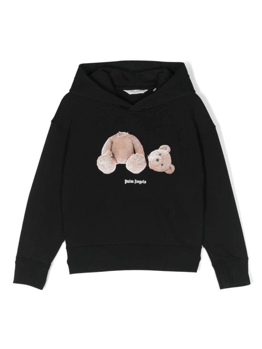 bear-print organic cotton hoodie