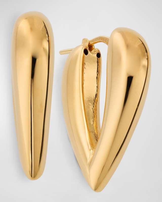 Golden Dreams 18K Yellow Gold V-Shape Hoop Earrings