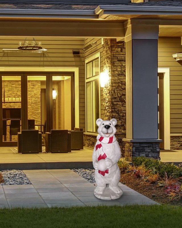 47" Playful Polar Bear with Snowball