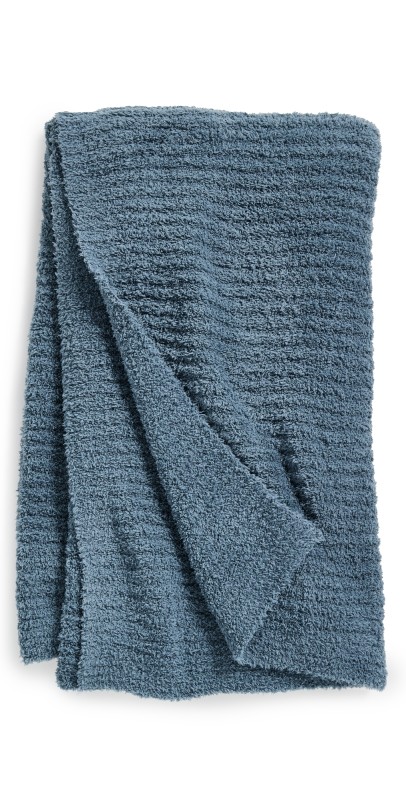 Barefoot Dreams CozyChic Ribbed Throw Blanket Blue Cove