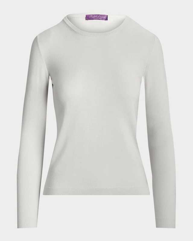 Crewneck Long-Sleeve Cashmere Sweater