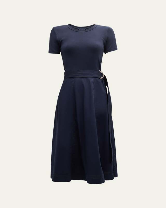 Facia Mixed-Media Midi Dress