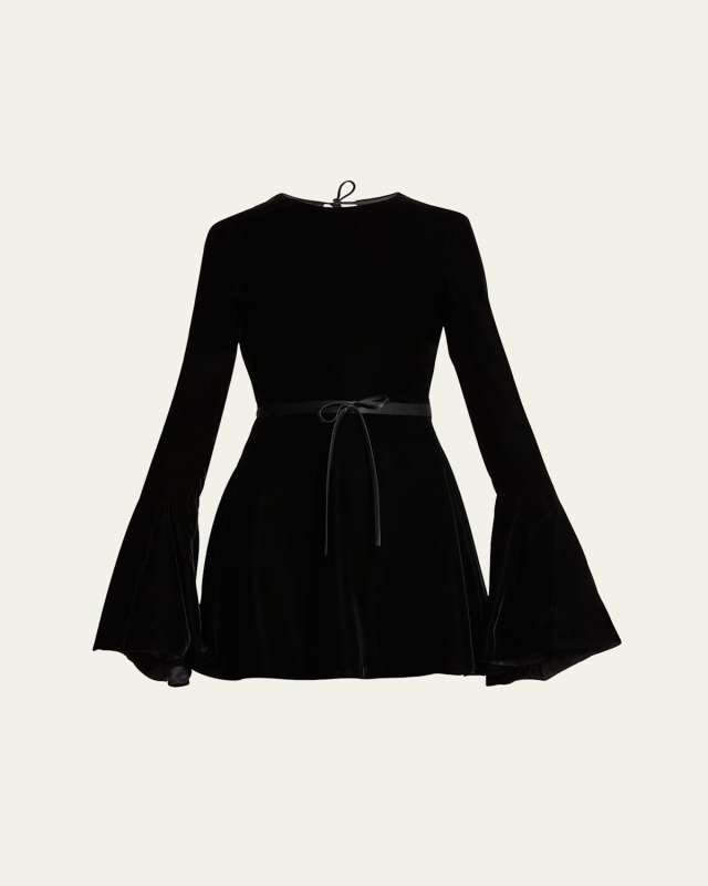 Open Back Velvet Skater Mini Dress
