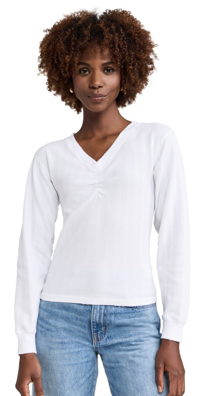 AMO Beau Waffle Knit Pullover White