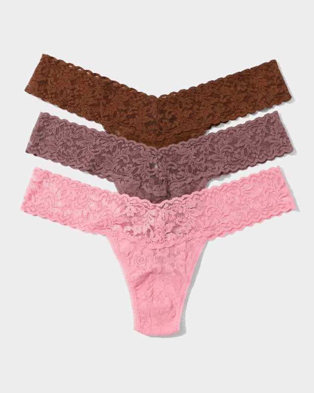 3-Pack Low-Rise Multicolor Lace Thongs