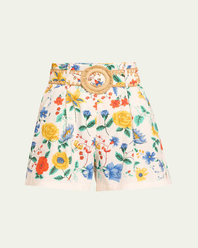 Palmer Floral Cotton Belted Shorts