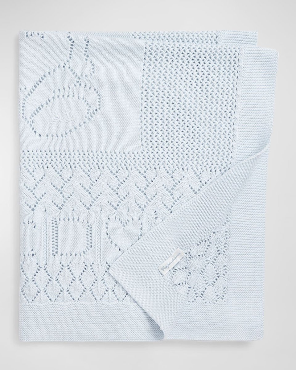 Boy's Pointelle Teddy Bear Blanket