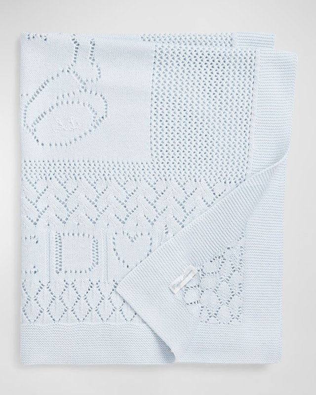 Boy's Pointelle Teddy Bear Blanket