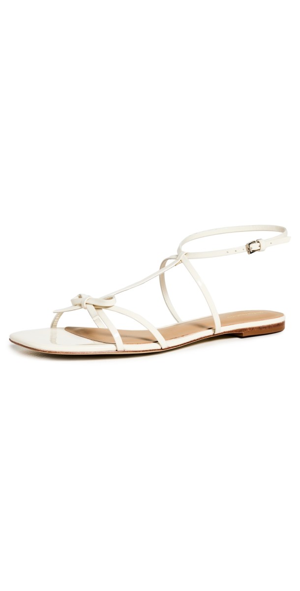 Reformation Maya Bow Sandals White Patent