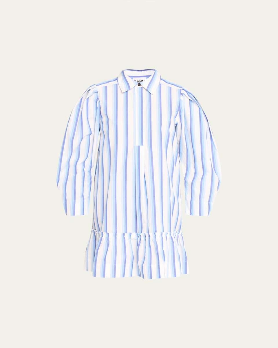 Stripe Cotton Mini Shirtdress