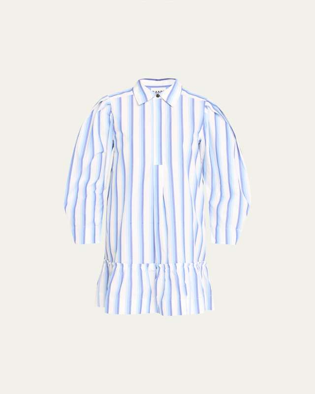 Stripe Cotton Mini Shirtdress