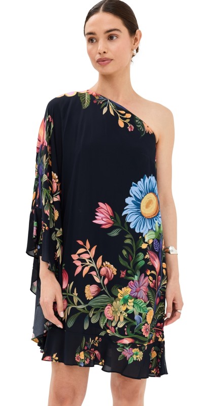 Borgo de Nor Sheye Viscose Crepe Dress Sierra Placement Black