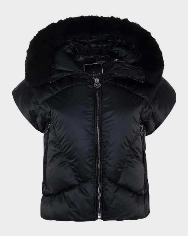 Apres-Ski Vest With Detachable Toscana Lamb Shearling Hood Tri