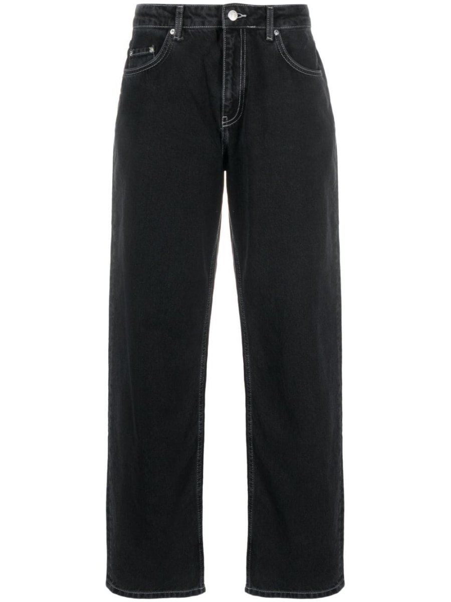 contrast-stitching straight-leg jeans