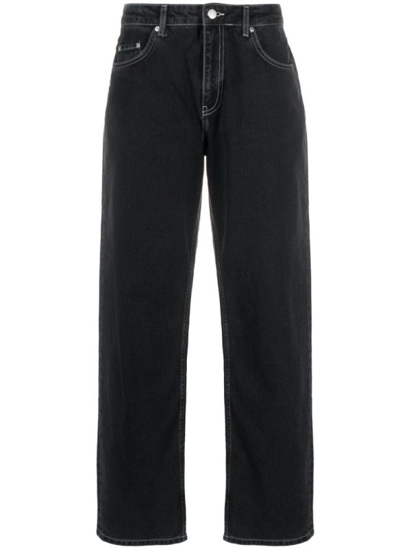 contrast-stitching straight-leg jeans