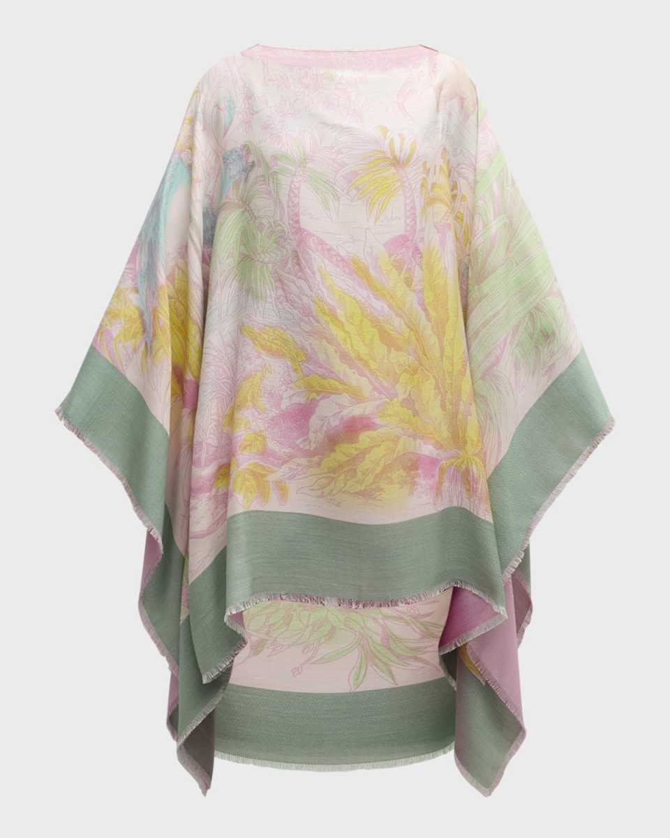 Kenya Cashmere-Blend Printed Poncho