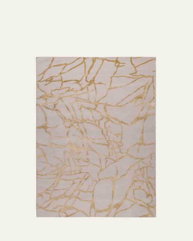 Tracery Gold Hand-Knotted Rug, 6' x 9'