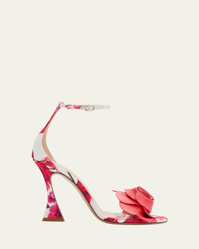 Dahlia Flower Ankle-Strap Sandals