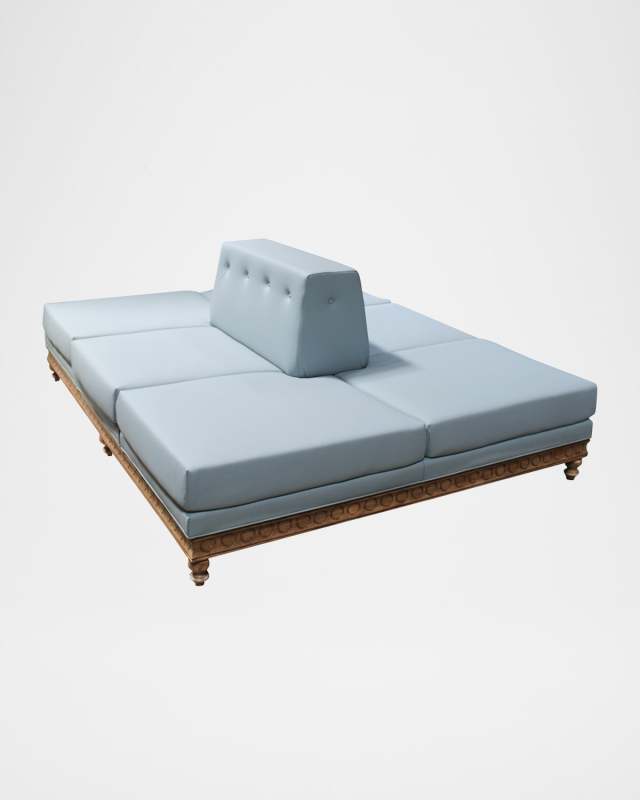 Gemini Vegan Leather Double-Sided Sofa, 98"