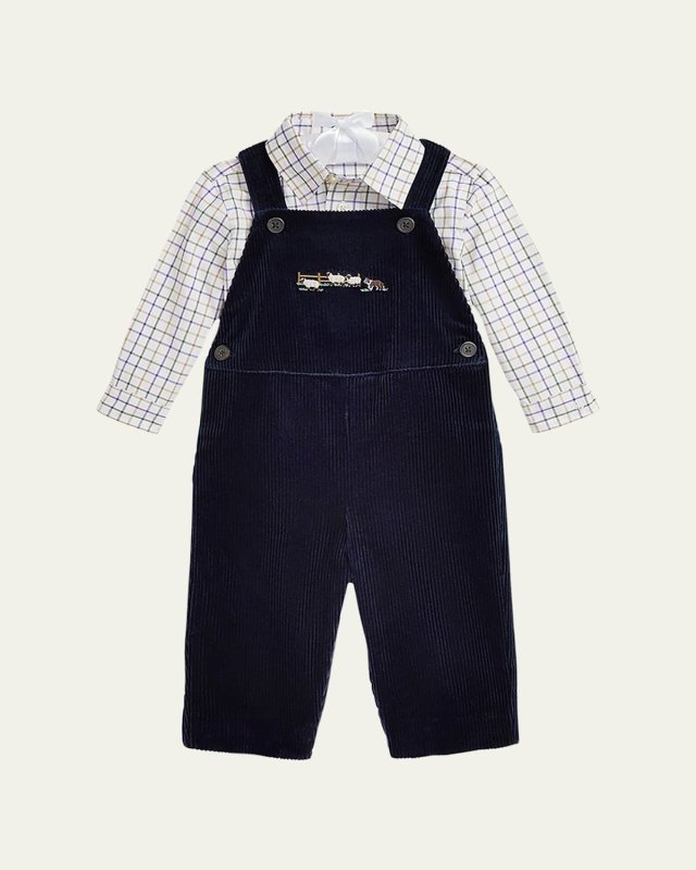 Boy's Embroidered Corduroy W/ Button Down Shirt, Size 9M-