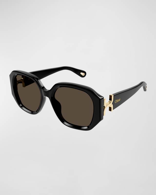Logo Acetate Square Sunglasses