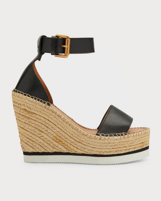 Glyn Leather Wedge Espadrille Sandals