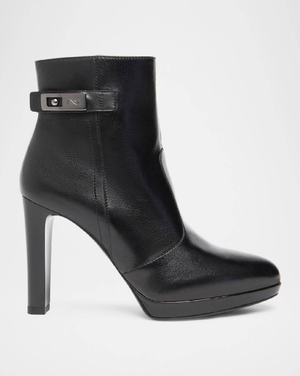 Leather Platform Ankle Booties