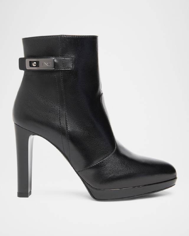 Leather Platform Ankle Booties