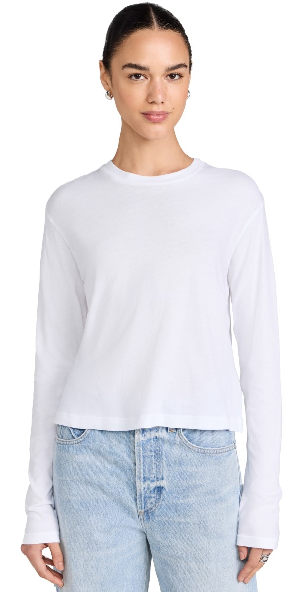 Citizens of Humanity Sabine Cropped Long Sleeve Top White