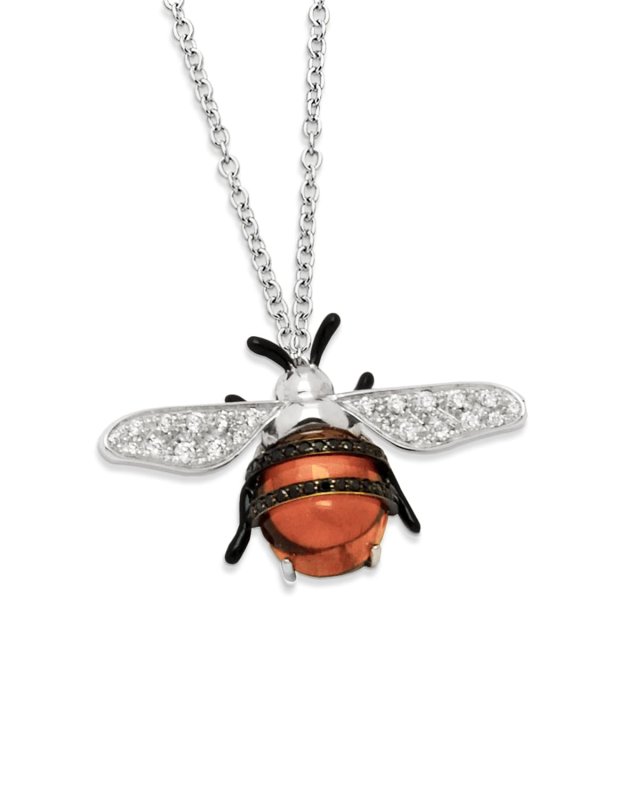 18k Nature Bumble Bee Pendant Necklace