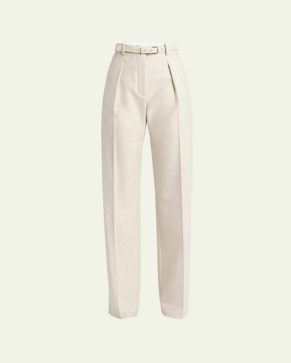 Edward Pintuck Belted Wool Cashmere Trousers