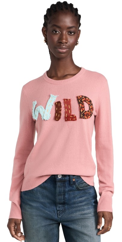 Lingua Franca Wild Patchwork Crewneck Rose Quartz