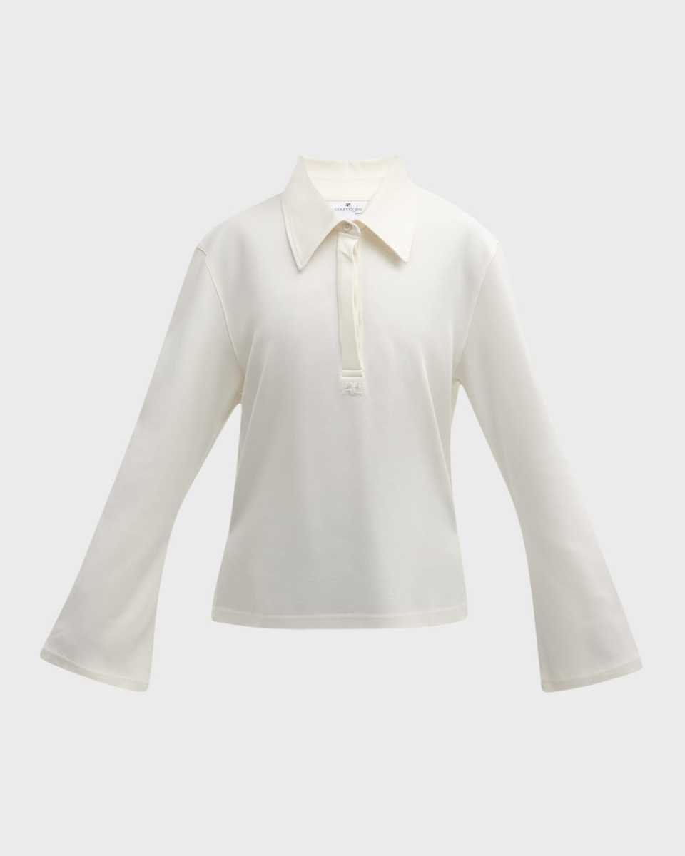 Long-Sleeve Cotton Polo Shirt
