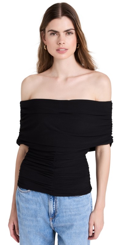 Pixie Market Riva Off Shoulder Top Black