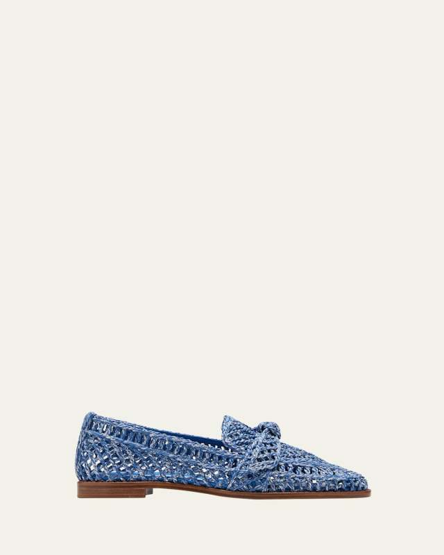 Raffia Knotted Bow Loafers