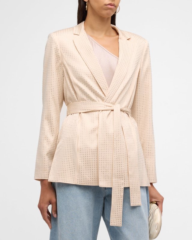 Brett Rhinestone Tie-Waist Jacket
