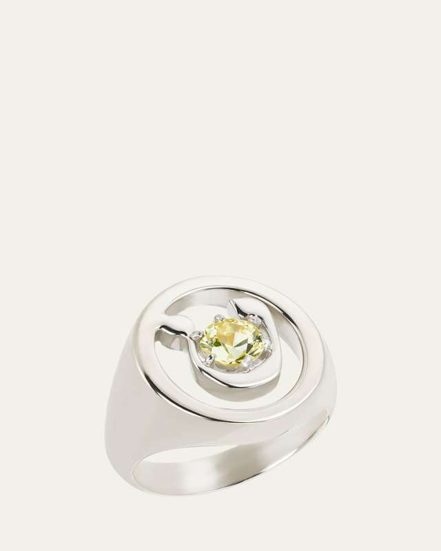 18K Gold Hebrew TET Initial Signet Ring
