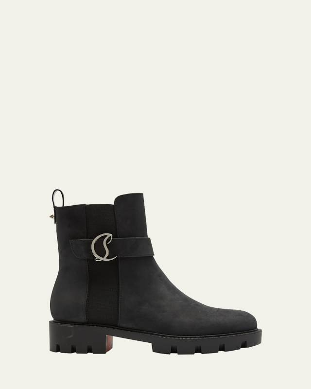 Suede Buckle Red Sole Chelsea Booties
