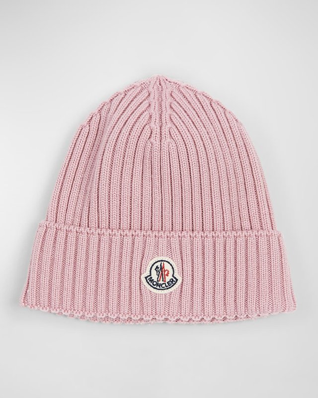 Rib knit beanie w Moncler patch