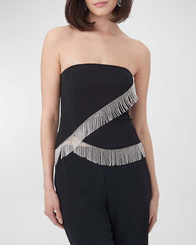 Aeris Strapless Rhinestone-Fringe Top
