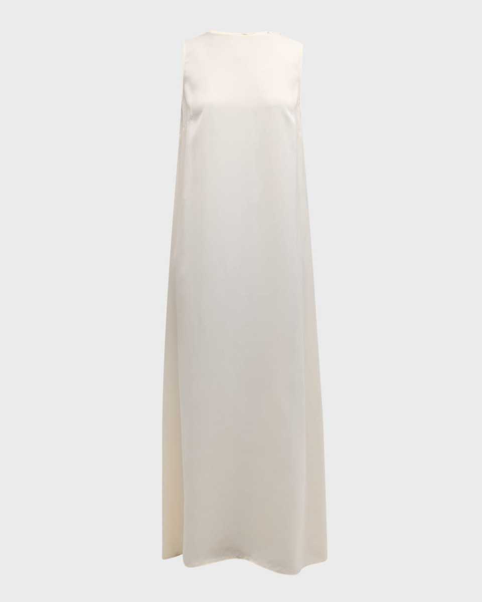 Sleeveless Fluid Satin Maxi Dress