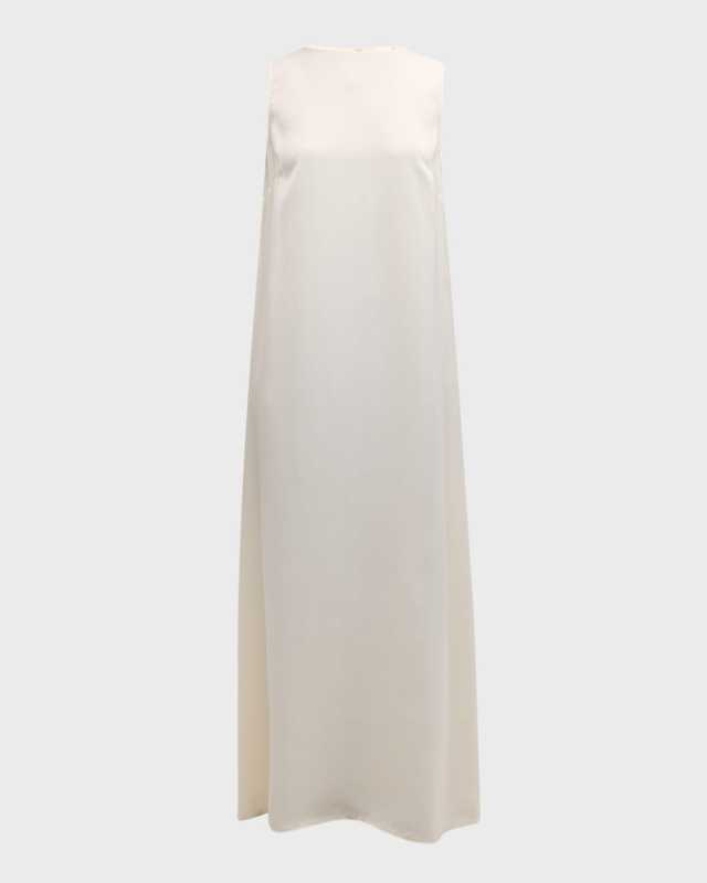 Sleeveless Fluid Satin Maxi Dress