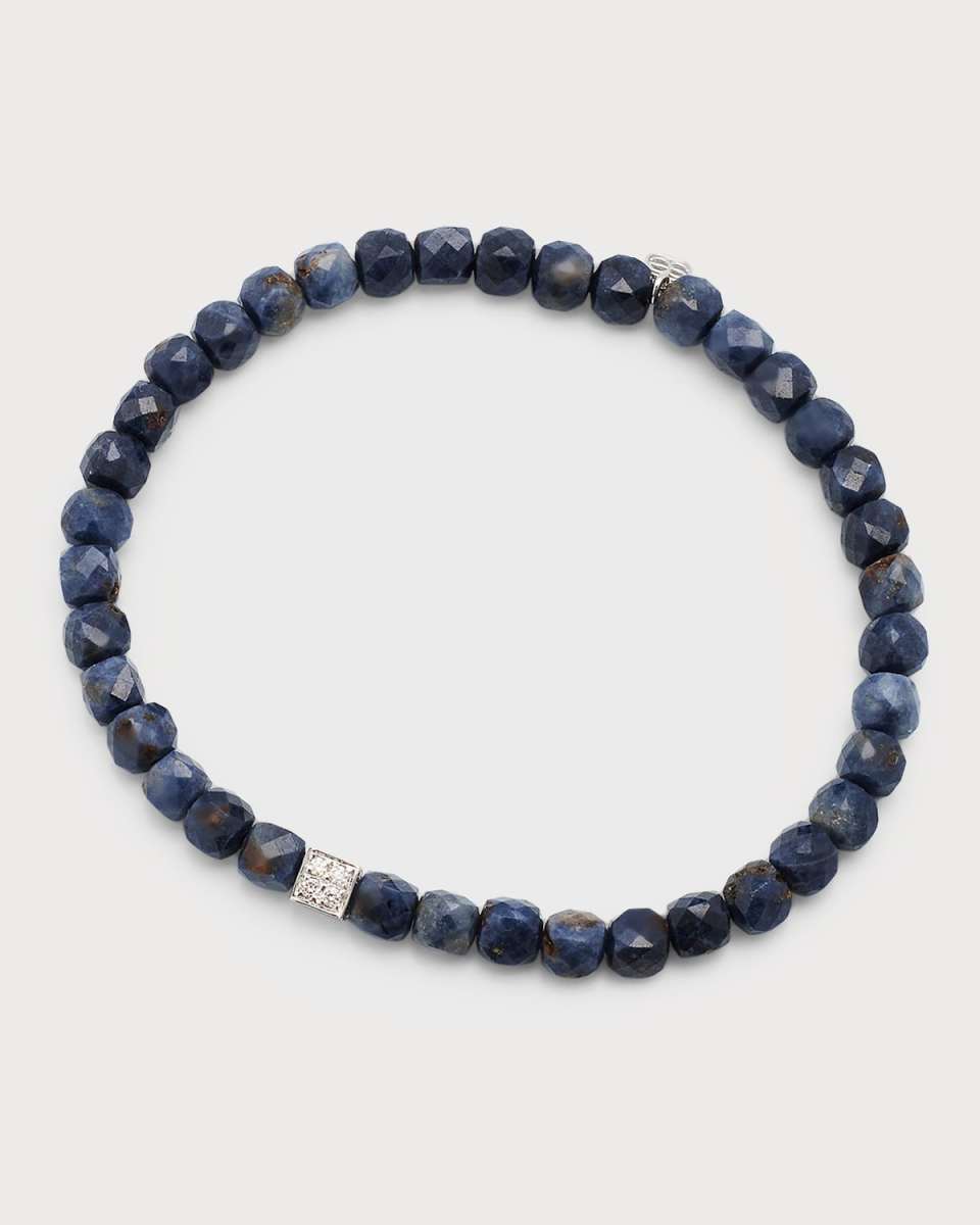 4mm Cube Bead on Blue Sapphire Bracelet