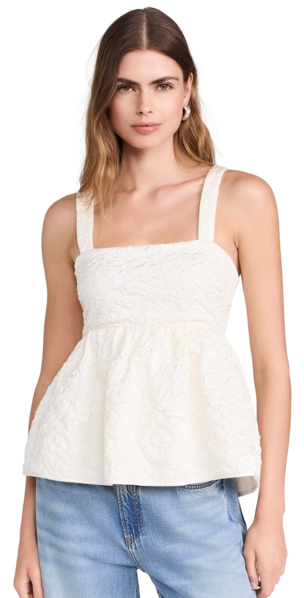 endless rose Jacquard Bow Tie Top Cream