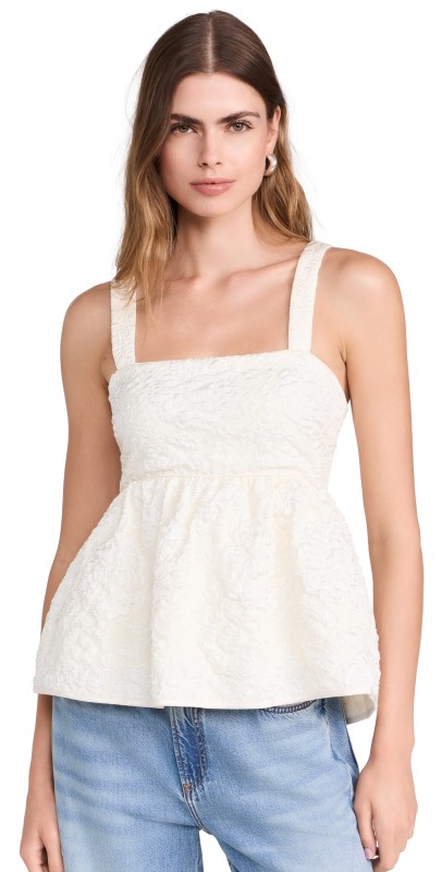 endless rose Jacquard Bow Tie Top Cream