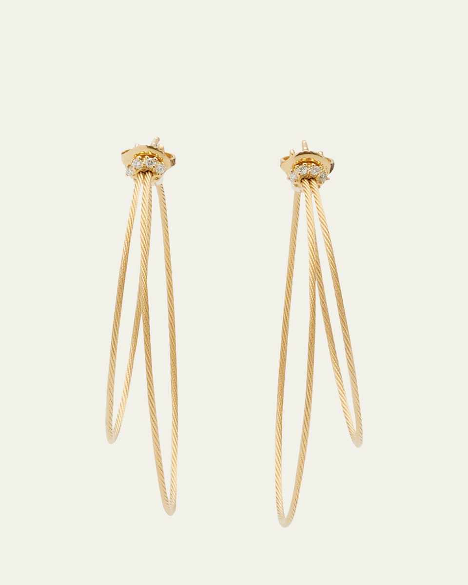18K Yellow Gold Double Unity Hoop Earrings w/ Diamond Cluster
