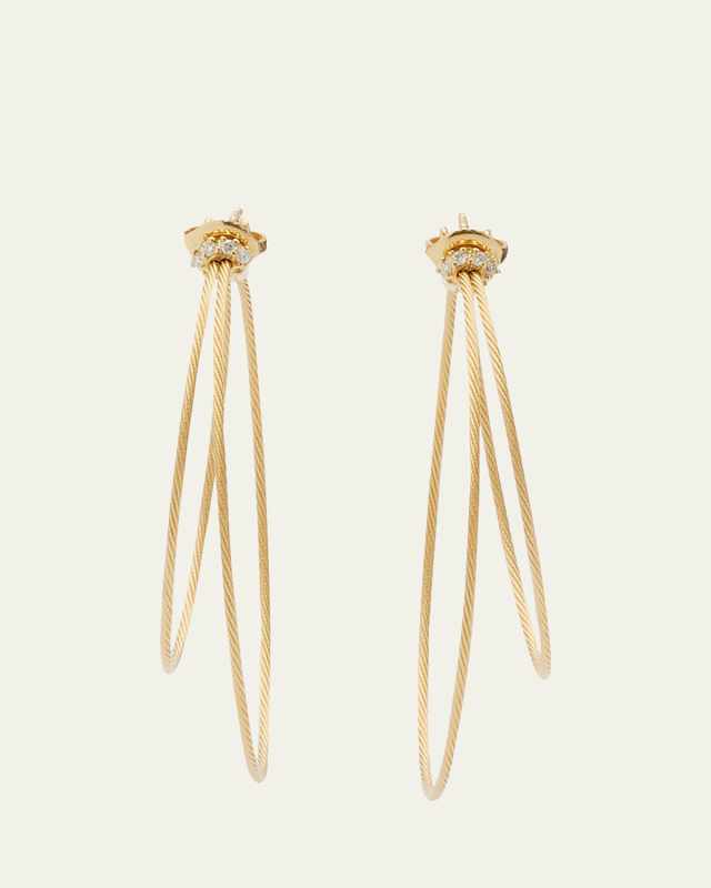 18K Yellow Gold Double Unity Hoop Earrings w/ Diamond Cluster